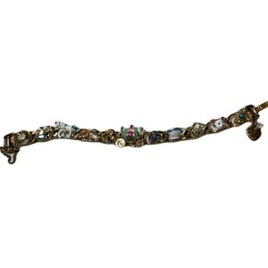 BETSEY JOHNSON Cinderella Charm Bracelet 7” Carriage Horse Dress Gems Mouse CUTE